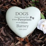 Personalised ‘Pawprints On Our Hearts’ Dog Memorial Heart Shaped Resin Garden/Graveside Ornament