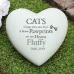 Personalised 'Pawprints On Our Hearts' Cat Memorial Heart Shaped Resin Garden/Graveside Ornament