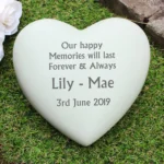 Personalised Any Message Memorial Heart Shaped Resin Garden/Graveside Ornament - Image 2