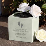 Personalised Baby Footprints Motif Memorial Resin Garden/Graveside Vase