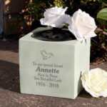 Personalised Any Message Dove Motif Memorial Resin Garden/Graveside Vase - Image 2