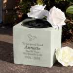 Personalised Any Message Dove Motif Memorial Resin Garden/Graveside Vase - Image 2