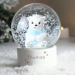 Personalised Name Only Stars Motif Polar Bear Snow Globe - Image 3