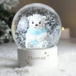 Personalised Name Only Stars Motif Polar Bear Snow Globe