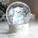 Personalised Name Only Stars Motif Polar Bear Snow Globe
