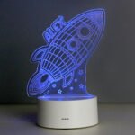 Personalised Space Rocket Design LED Colour Changing Wireframe Night Light