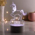 Personalised Rainbow Unicorn Design LED Colour Changing Night Light - Image 3