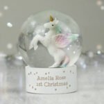 Personalised Any Message Unicorn Glass Snow Globe