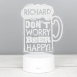 Personalised 'Don't Worry Beer Happy!' LED Colour Changing Light - Image 11