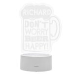 Personalised 'Don't Worry Beer Happy!' LED Colour Changing Light - Image 12