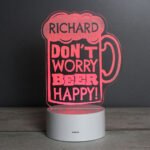 Personalised 'Don't Worry Beer Happy!' LED Colour Changing Light