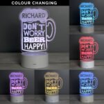 Personalised 'Don't Worry Beer Happy!' LED Colour Changing Light - Image 2