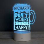 Personalised 'Don't Worry Beer Happy!' LED Colour Changing Light - Image 3