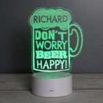 Personalised 'Don't Worry Beer Happy!' LED Colour Changing Light - Image 4
