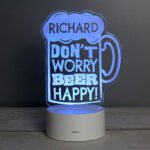 Personalised 'Don't Worry Beer Happy!' LED Colour Changing Light - Image 5