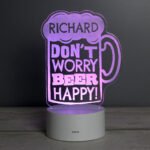 Personalised 'Don't Worry Beer Happy!' LED Colour Changing Light - Image 6