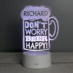 Personalised 'Don't Worry Beer Happy!' LED Colour Changing Light - Image 7