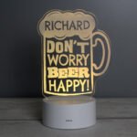 Personalised 'Don't Worry Beer Happy!' LED Colour Changing Light - Image 8