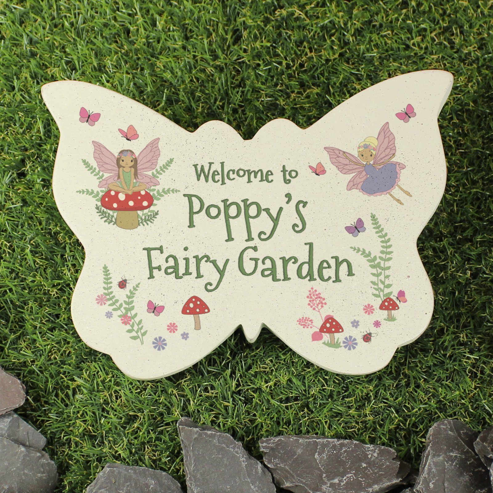 P011399 Personalised Fairy Garden Butterfly Resin Garden Ornament Personalised Fairy Garden Resin Butterfly Garden Ornament - Image 1