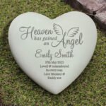 Personalised 'Heaven Has Gained An Angel' Memorial Heart Shaped Resin Garden/Graveside Ornament - Image 5
