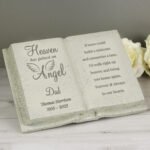 Personalised 'Heaven Has Gained An Angel' Memorial Resin Graveside/Garden Book Ornament - Image 2