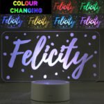 Personalised Name Only Polka Dot Design LED Colour Changing Night Light - Image 2