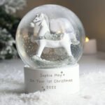 Personalised Any Message Rocking Horse Glitter Snow Globe - Image 4