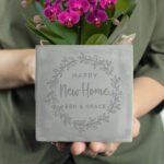 Personalised Any Message Floral Wreath Design Concrete Plant Pot - Image 2