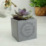 Personalised Any Message Floral Wreath Design Concrete Plant Pot - Image 5