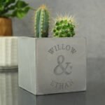 Personalised Ampersand Couples Names Concrete Plant Pot
