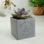 Personalised Ampersand Couples Names Concrete Plant Pot - Image 3