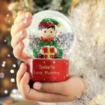 Personalised Any Message Christmas Elf Glitter Glass Snow Globe - Image 4