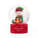 Personalised Any Message Christmas Elf Glitter Glass Snow Globe - Image 6