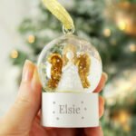 Personalised Name Only Angel Glitter Glass Snow Globe Tree Decoration - Image 2