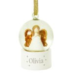 Personalised Name Only Angel Glitter Glass Snow Globe Tree Decoration - Image 4