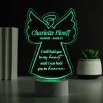 Personalised Angel Shaped Memorial Verse Colour Changing LED Light