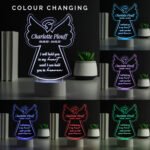 Personalised Angel Shaped Memorial Verse Colour Changing LED Light - Image 2
