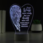 Personalised 'Your Wings Were Ready' Angel Wings Design Memorial Colour Changing LED Light - Image 3