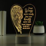 Personalised 'Your Wings Were Ready' Angel Wings Design Memorial Colour Changing LED Light - Image 4
