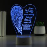 Personalised 'Your Wings Were Ready' Angel Wings Design Memorial Colour Changing LED Light - Image 5