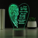Personalised 'Your Wings Were Ready' Angel Wings Design Memorial Colour Changing LED Light - Image 6