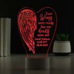 Personalised 'Your Wings Were Ready' Angel Wings Design Memorial Colour Changing LED Light - Image 7