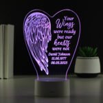 Personalised 'Your Wings Were Ready' Angel Wings Design Memorial Colour Changing LED Light - Image 8