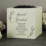 Personalised Any Message Botanical Design Memorial Resin Garden/Graveside Vase - Image 2