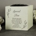 Personalised Any Message Botanical Design Memorial Resin Garden/Graveside Vase - Image 6