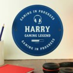Personalised Gaming Headphones Design Plastic Blue Plaque - Image 2
