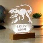 Personalised Children's Dinosaur Design Wooden Based LED Colour Changing Night Light - Image 8