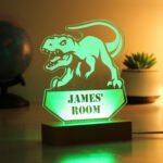 Personalised Children's Dinosaur Design Wooden Based LED Colour Changing Night Light - Image 5