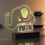 Personalised Children's Elephant Design Wooden Based LED Colour Changing Night Light - Image 3