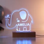 Personalised Children's Elephant Design Wooden Based LED Colour Changing Night Light - Image 4